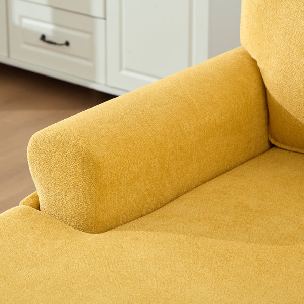 English Elm Modern Chenille Recliner Chaise Lounge Sofa Chair with High-Resilience Foam, Wide Seat, 550lb Capacity Mustard yellow W395P371336