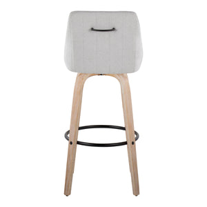 English Elm Hannah 30" Transitional Swivel Barstool Set of 2 — Grey Fabric Cushion, Whitewashed Wood Legs & Footrest B202S00601