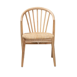 English Elm Mid-century Modern Solid Wood Woven Rattan Dining Chair for Organic Warm Interiors B2750P420363