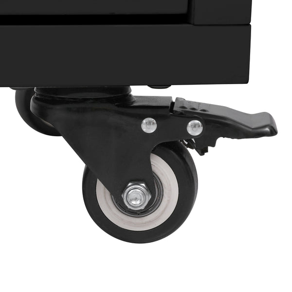 English Elm K&K 56.5" Kitchen Island with Drop Leaf, Embossed Vertical Stripe Barn Doors, Wheels & Charging Hub Black N707P263094B