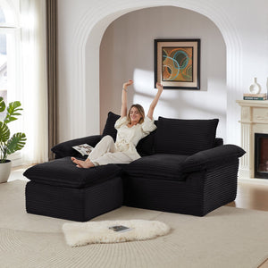 English Elm Modern Corduroy Cloud Sofa - Stylish Modular Design For Comfort & Versatile Living Spaces, Black W3396S00019