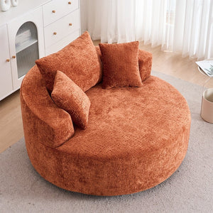 English Elm Round Swivel Barrel Chair Plush Chenille Upholstery Cozy Accent Seat for Any Room Orange W2915P338894