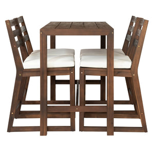 English Elm Trexm Solid Acacia Outdoor Bar Set Five Piece Rustic Slatted Counter Height Patio Mocha TM000029AAP