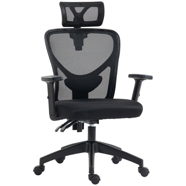 English Elm Vinsetto High Back Ergonomic Office Chair With Adjustable Lumbar Support & Reclining Headrest, Black W2225P217484-GIGA