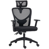 English Elm Vinsetto High Back Ergonomic Computer Home Office Chair, Mesh Task Chair With Lumbar Back Support, Reclining Function, Adjustable Headrest, Arms and Height, Black