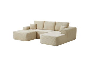English Elm 104''cloud Modular U-shaped Sectional Plush Corduroy Deep Seat Sofa for Living Room W3975S00030