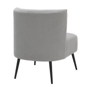 English Elm Fran Sherpa Slipper Chair in Light Grey Fabric with Black Metal Legs — Contemporary Cushioned Accent Seat B202P223533