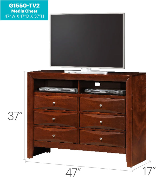 English Elm Marilla Modern G1505-TV2 Media Chest with Dovetailed Drawers, Real Wood Veneer, Fully Assembled Cherry 40 L x 48 W x 19 H B078108050