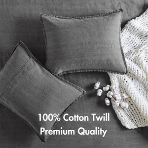 English Elm 2pcs Stone-washed Cotton Twill Comforter Set Oversized Soft Farmhouse Bedding Grey B035P341108