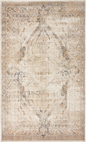 Unique Loom Chateau Wilson Machine Made Border Rug Beige, Blue/Gray/Ivory/Brown 5' 1" x 8' 0"
