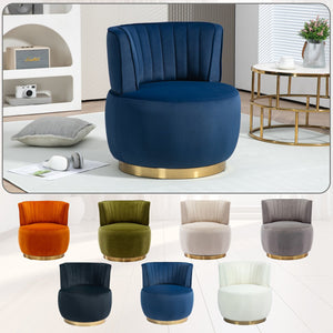 English Elm 360 Cozy Swivel Barrel Chair Velvet Accent Armchair with High-Density Foam, Sturdy Frame, 300lb Capacity Navy W395P145392