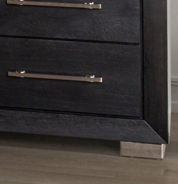 English Elm 1pc Chest Transitional Weathered Finish 5-Drawer Tall Dresser with Dentil Molding and Metal Knobs Black 39 L x 20 W x 54 H B2741P372707