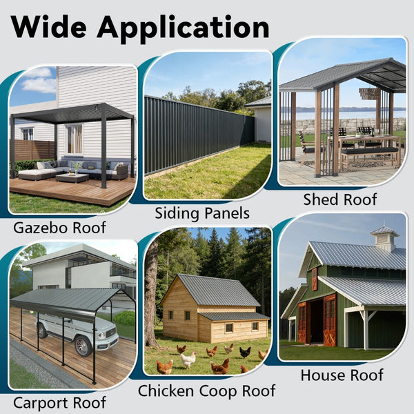 English Elm 10 Corrugated Galvanized Steel Roof Panels Weather Resistant Gazebo Pergola Cover W3213P431216