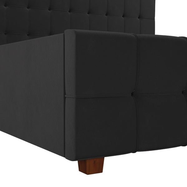 English Elm Upholstered Velvet Storage Bed with Tufted Headboard and Four Drawers for Bedroom B2733S00007