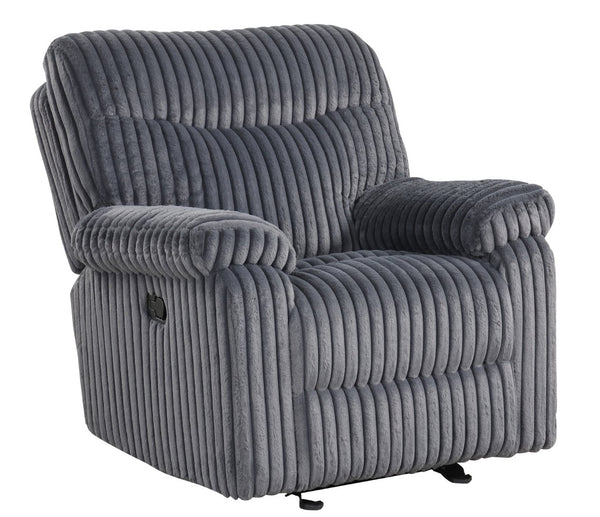 English Elm Comfy Oversized Rocker Recliner with Velvet Upholstery and Chaise Pad Support B078P473036
