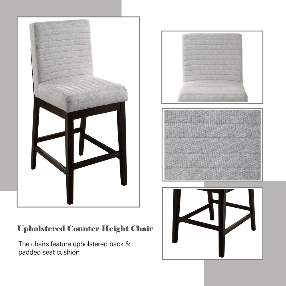 English Elm Edwyn Linen & Espresso Counter Height Chairs Set of 2 — Padded Linen Seats, 220 lb Capacity, Stylish B2726P313157