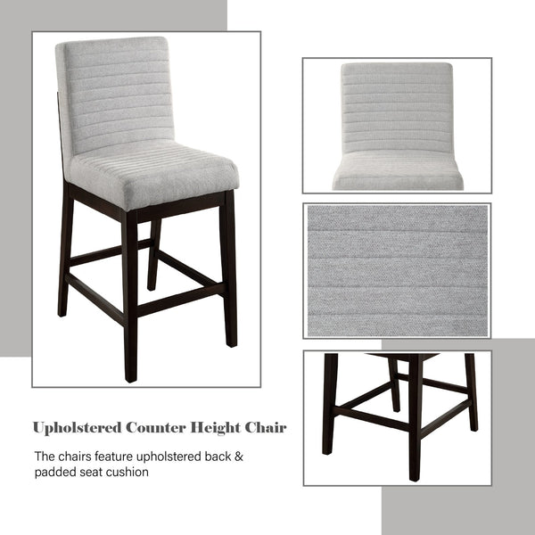 English Elm Edwyn Linen & Espresso Counter Height Chairs Set of 2 — Padded Linen Seats, 220 lb Capacity, Stylish B2726P313157