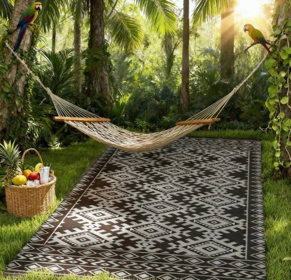 English Elm Portable Reversible Polypropylene Outdoor Rug Geometric Patio Camping Uv Resistant T3971P421543