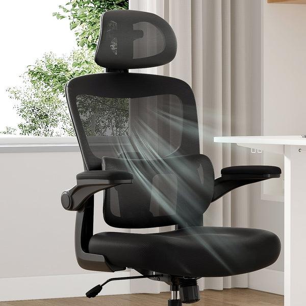 English Elm Ergonomic Office Chair - Adjustable High Back Desk Chair With Flip-Up Armrests For Ultimate Comfort T3623P380901