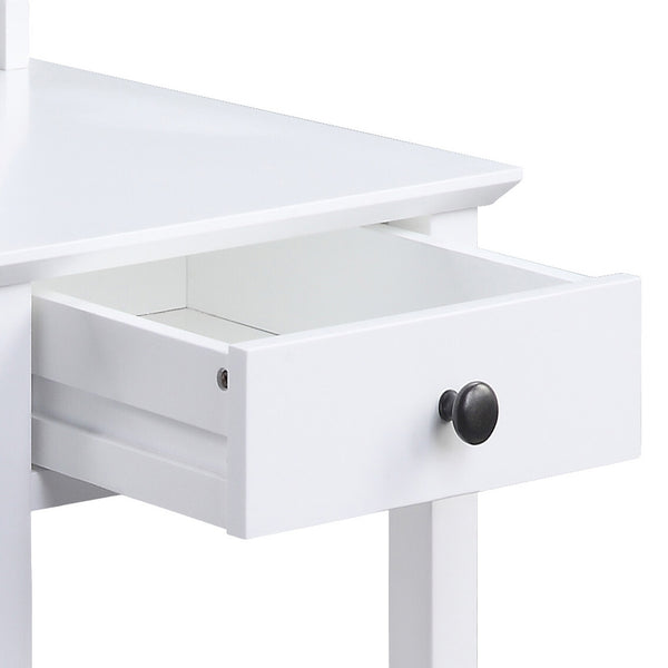 English Elm White 3-shelf Side Table with Drawer, Adjustable Shelf & USB Charging Dock for Living Room Charm B062P186479