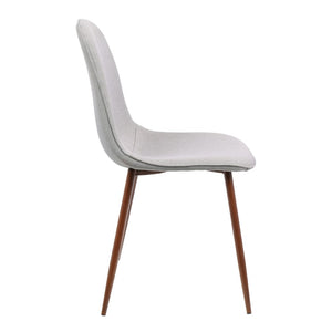 English Elm Mid-century Modern Dining Chairs Walnut Legs Grey Upholstered Seat Set of Two B202P223871