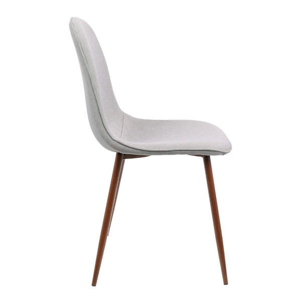 English Elm Mid-century Modern Dining Chairs Walnut Legs Grey Upholstered Seat Set of Two B202P223871