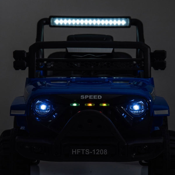 English Elm 12v Kids Electric Ride on Truck with Parental Remote Four Wheel Suspension and Led Lights Blue W1578P187460