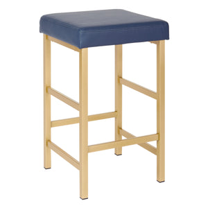 OSP Home Furnishings 26" Gold Backless Stool Blue