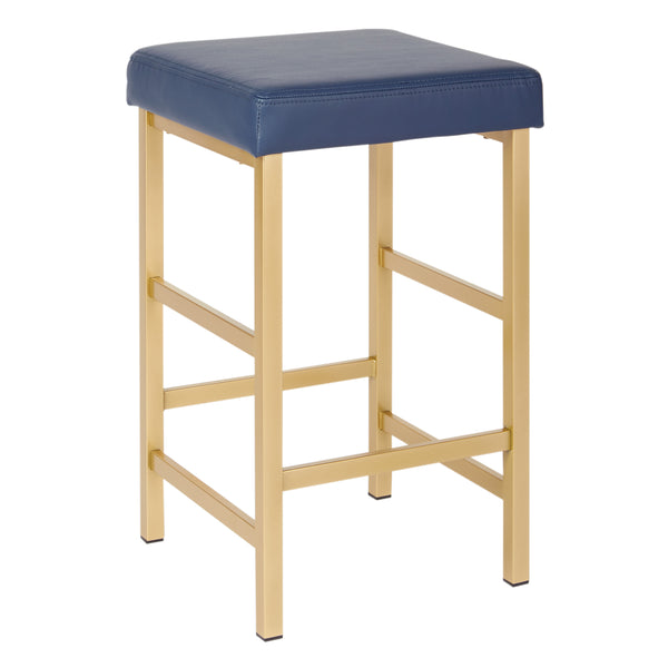 OSP Home Furnishings 26" Gold Backless Stool Blue
