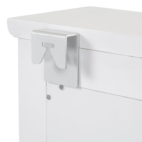 English Elm Floating Compact Wall Organizer Vanity with Large Mirror, Drawers, Hooks & Shelves for Small Spaces N844P292485A