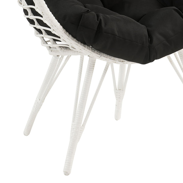 English Elm Galzed Black Fabric & White Wicker Patio Lounge Chair with Foam Cushion, Metal Frame, 220lb Capacity B2726P338653