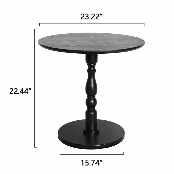 English Elm 23'' Black Accent Round Table - Modern 23" Small Side Table with Solid Wood Legs, Water-Resistant MDF, Versatile Nightstand W2295P339118