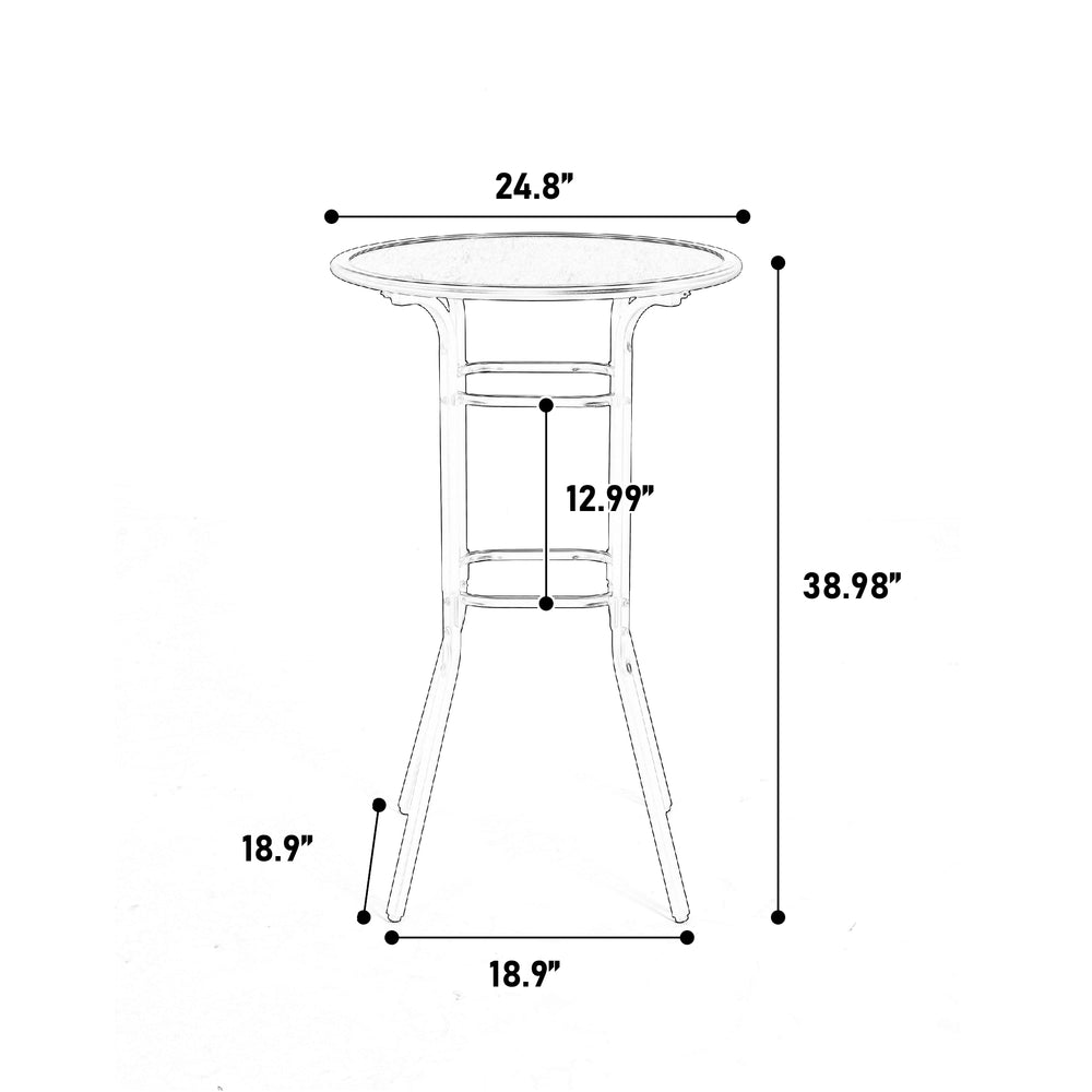 English Elm 3pcs Outdoor Bar Set with 360° Swivel High Back Chairs and DPC Woodlike Round Table, Weatherproof Elegance Grey W640P256798