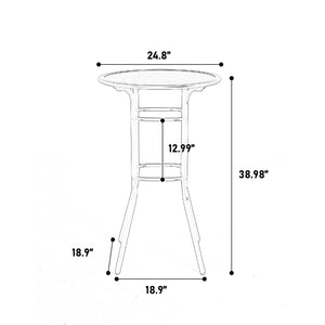 English Elm 3pcs Outdoor Bar Set with 360° Swivel High Back Chairs and DPC Woodlike Round Table, Weatherproof Elegance Blue W640P256799