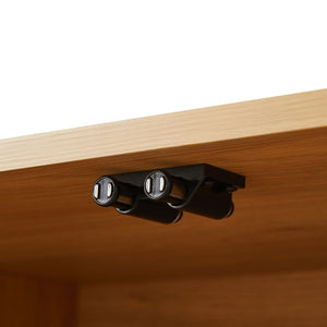 English Elm 64-Inch Wavy Tv Stand - Modern Rounded Sideboard With Push-To-Open Doors For Stylish Storage Solutions W1162P309021