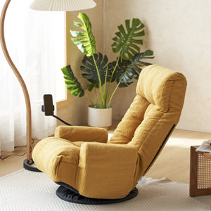 English Elm Adjustable ergonomic gaming lounge chair with 360° swivel, spring seat comfort and phone holder Yellow W244P172638