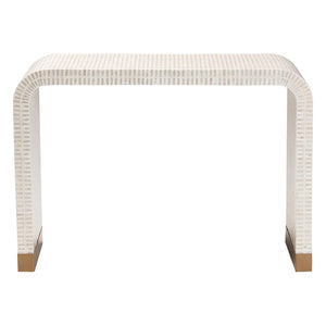 English Elm Bohemian Rattan Panel Acacia Wood Console Table with Open Shelf for Entryway B2750P421755