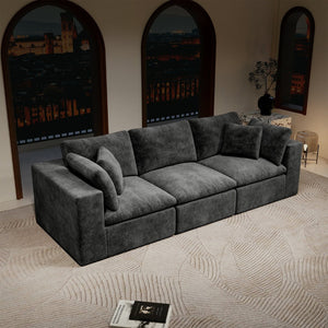 English Elm 108.3*39.4"modular Sectional Sofa Plush Corduroy Three Piece Reversible Chaise Living Room Grey W3819S00128