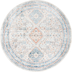 Unique Loom Newport Rosecliff Machine Made Border Rug Multi, Blue/Light Blue/Light Brown/Rust Red/Terracotta 7' 0" x 7' 0"