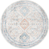 Unique Loom Newport Rosecliff Machine Made Border Rug Multi, Blue/Light Blue/Light Brown/Rust Red/Terracotta 7' 0" x 7' 0"