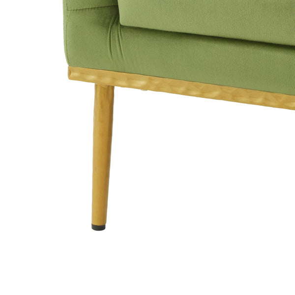 English Elm Modern Velvet Accent Chair Curved Arms Plush Cushion Upholstered Seat for Living Room Green N763P360686F