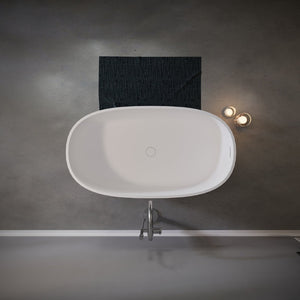 English Elm 47" Stone Resin Freestanding Soaking Tub Matte Finish Compact Spa Bath for Apartments T5287P418035