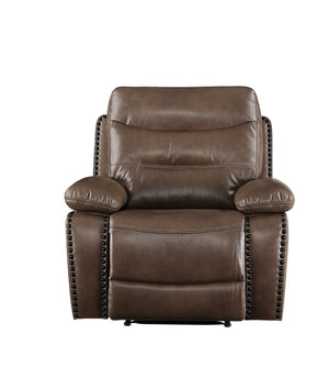 English Elm Aashi Brown Leather-GEL Match Recliner Chair with Power Lift, Tufted Pillow Arms & Pocket Coil Support B2726P253074
