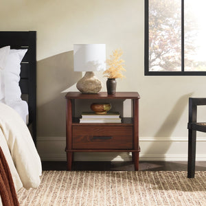 Spindle Mid-century Modern Nightstand with Drawer and Open Cubby for Stylish Storage Solutions