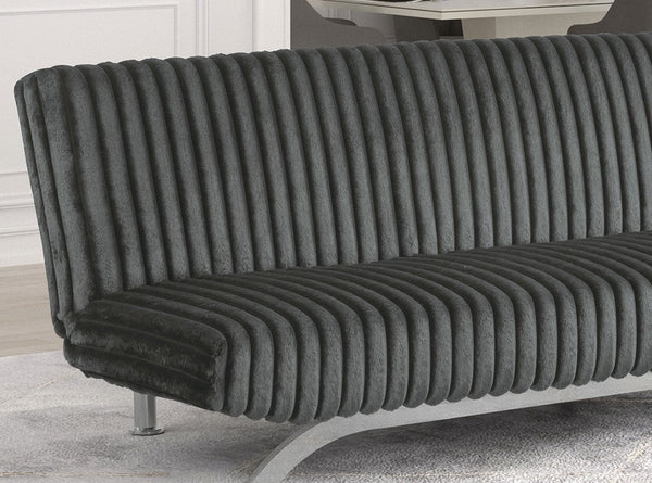 English Elm Charcoal Futon Sofa Bed - Contemporary Convertible Couch with Chrome Metal Support Legs, Foam Comfort Charcoal 45 L x 72 W x 9 H B2741P363792