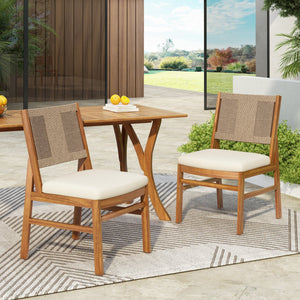 English Elm Christopher Knight Home® - Outdoor Arly Wood & Wicker Dining Chair Set Of 2 – Stylish, Durable, With Plush Cushions For Comfort N773P337372B