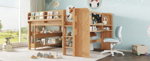 English Elm Twin Low Loft Bed Solid Pine Frame Kids Study Desk Blackboard Storage White W1580S00571