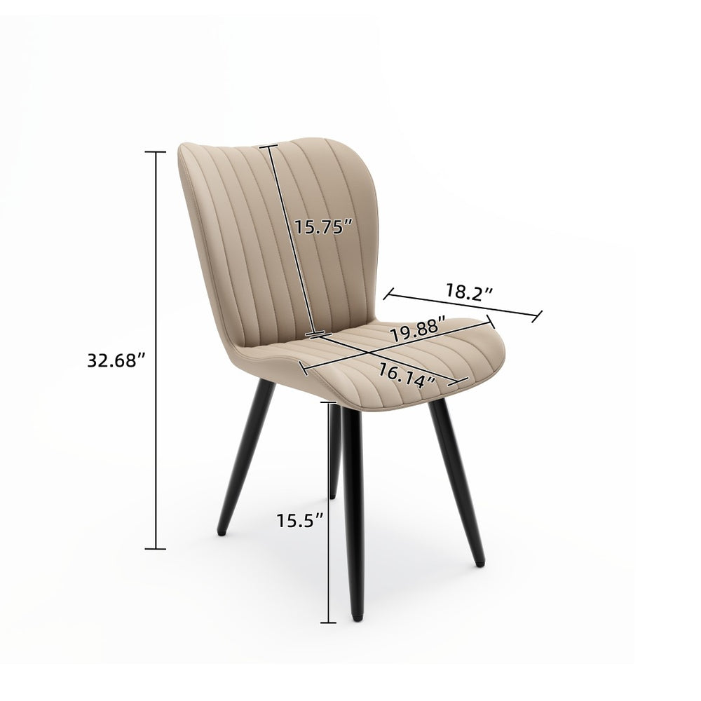 English Elm Set of 2 Armless Faux Leather Dining Chairs with Cushioned Seats and Metal Legs Cream W3316P426940