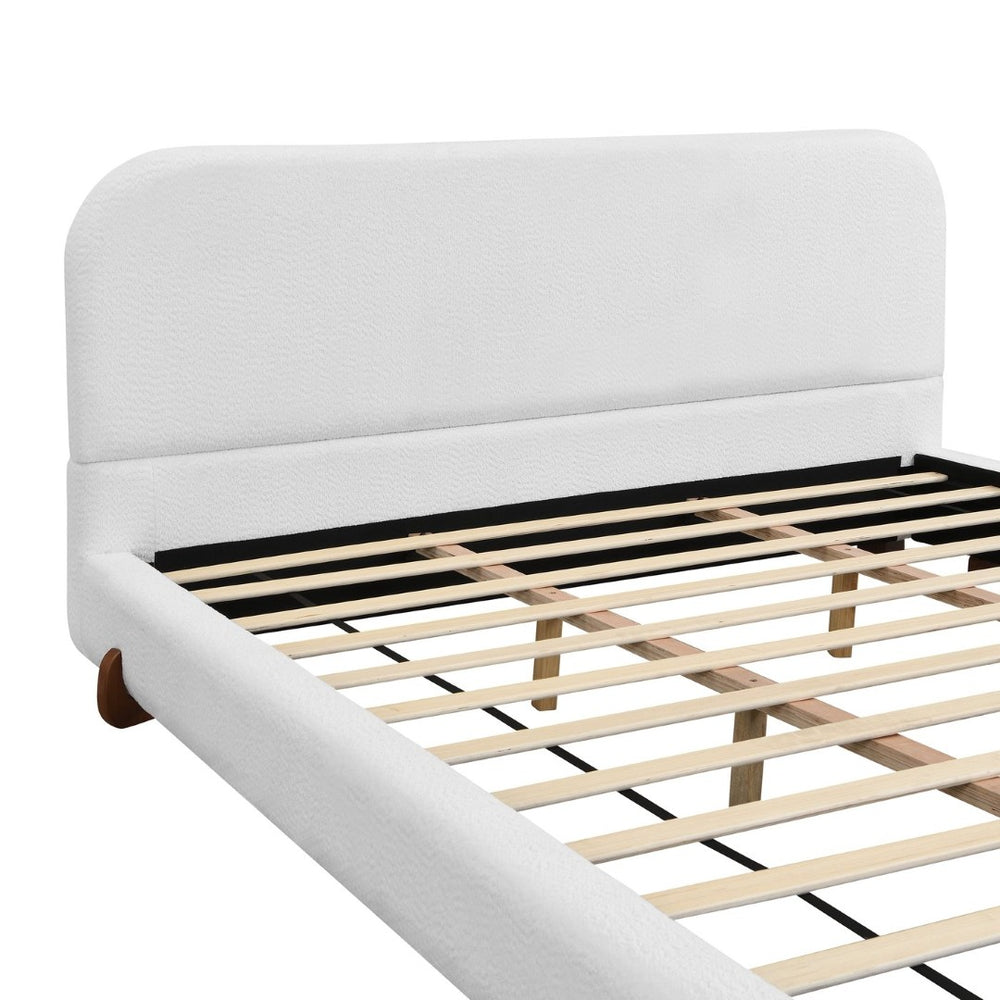 English Elm Unique White Upholstered King Bed Rubberwood Legs Sculpted Panels Modern Bedroom N769K460510W