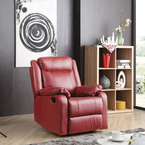 English Elm Stylish Pearl Reclining Love Seat with Padded Arms, Durable PU Upholstery, Sleek Movie-Night Comfort Red 26 L x 33 W x 30 H B078108427